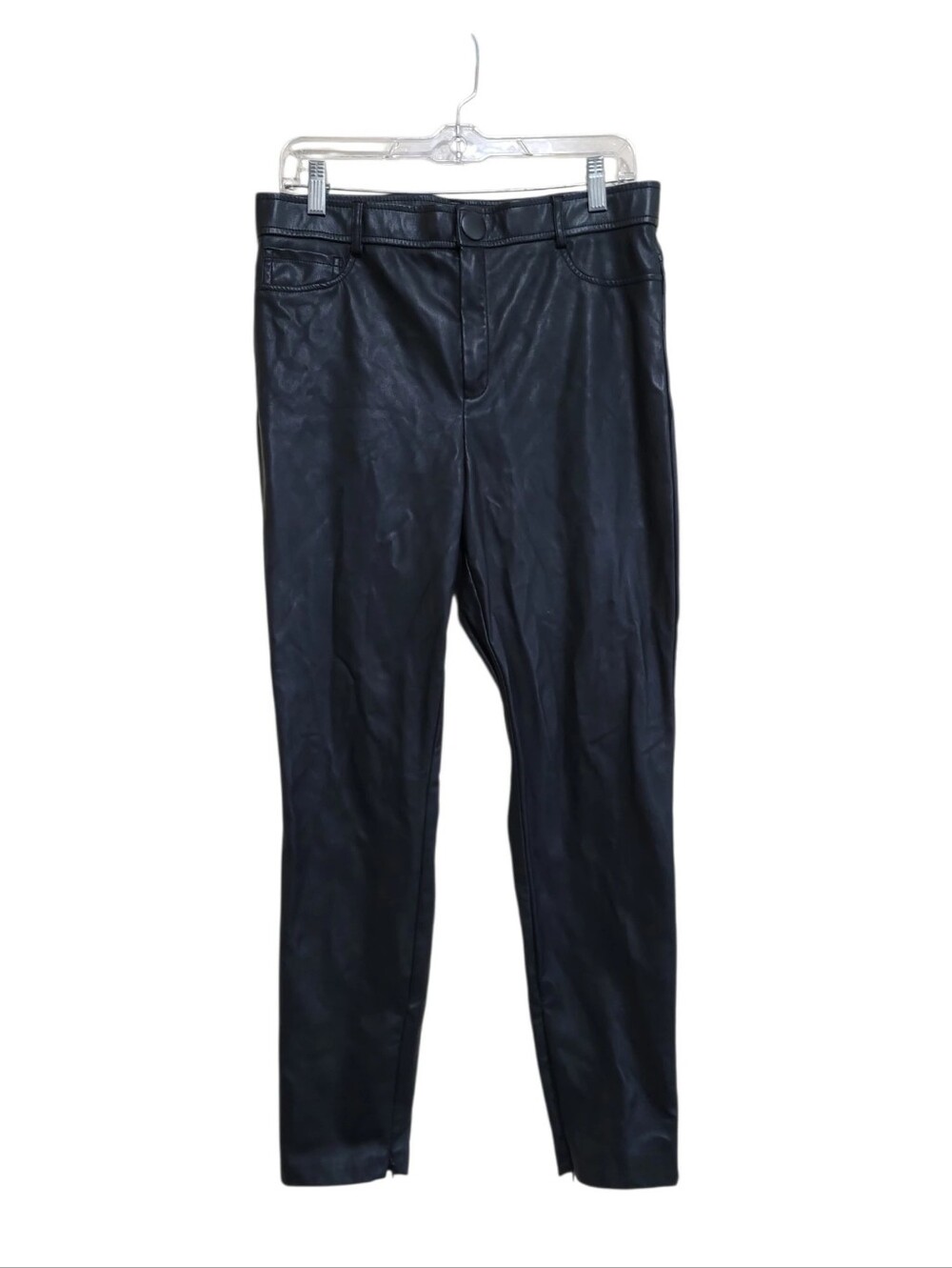 Zara Women Black Faux Leather Slim Tapered Pants Size XL